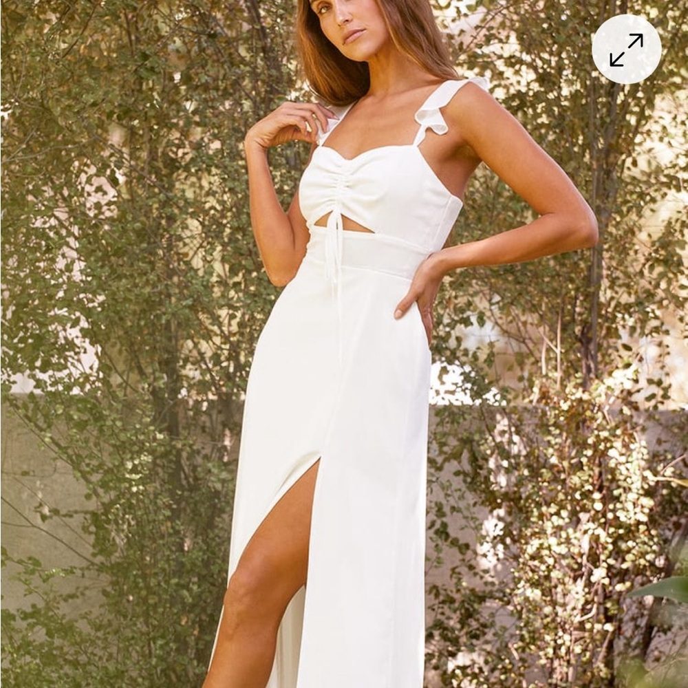 Lulu's White Maxi Dress with Slit